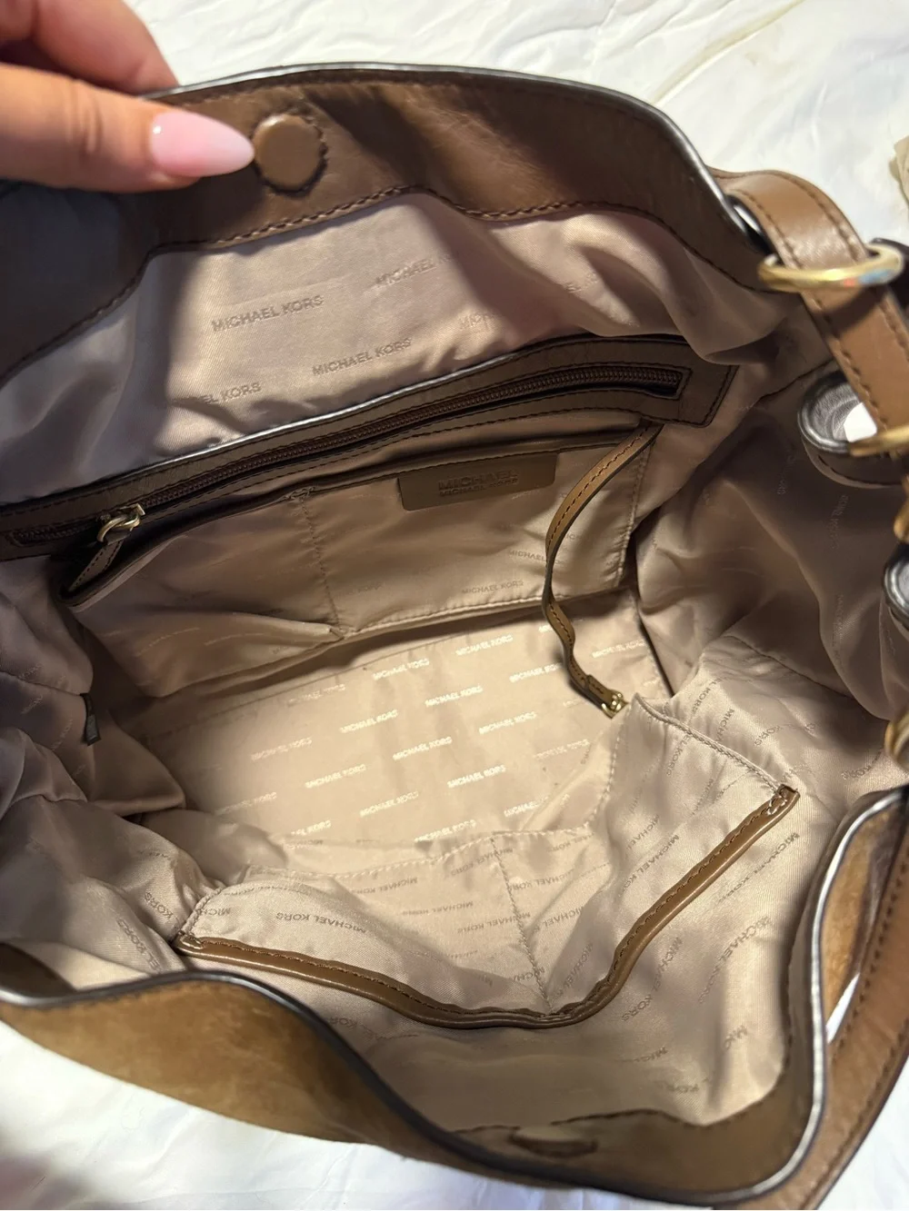 Michael Kors Brown Suede & Leather Shoulder Bag